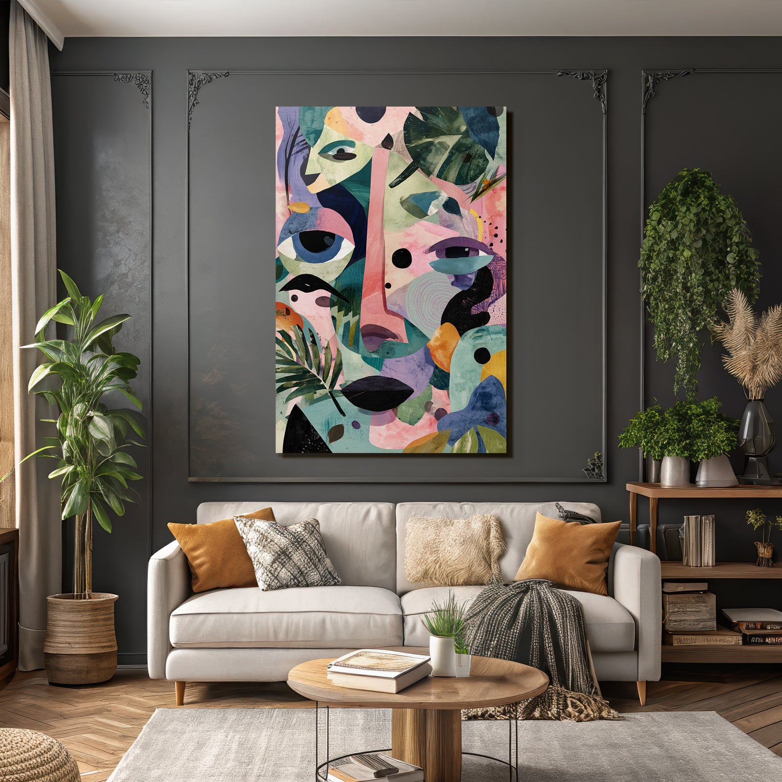 Abstrakte Illustration Mit Shapes Und Faces Farbenspiel