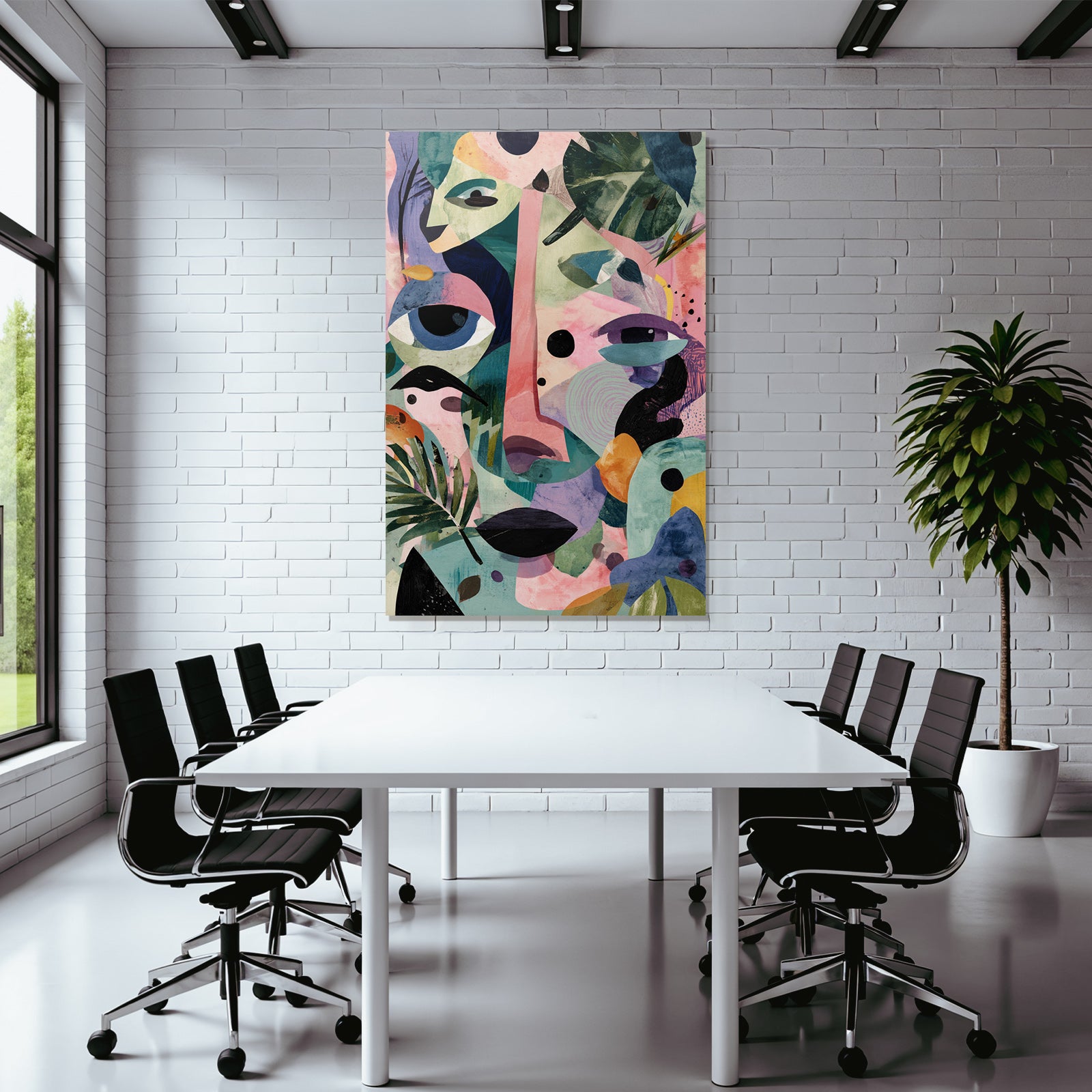 Abstrakte Illustration Mit Shapes Und Faces Farbenspiel