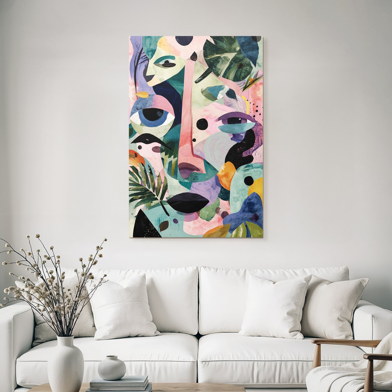 Abstrakte Illustration Mit Shapes Und Faces Farbenspiel