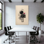Abstrakte Kunst Geometrische Formen Botanische Elemente Rot Rosa Contrastierend