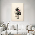 Abstrakte Kunst Geometrische Formen Botanische Elemente Rot Rosa Contrastierend