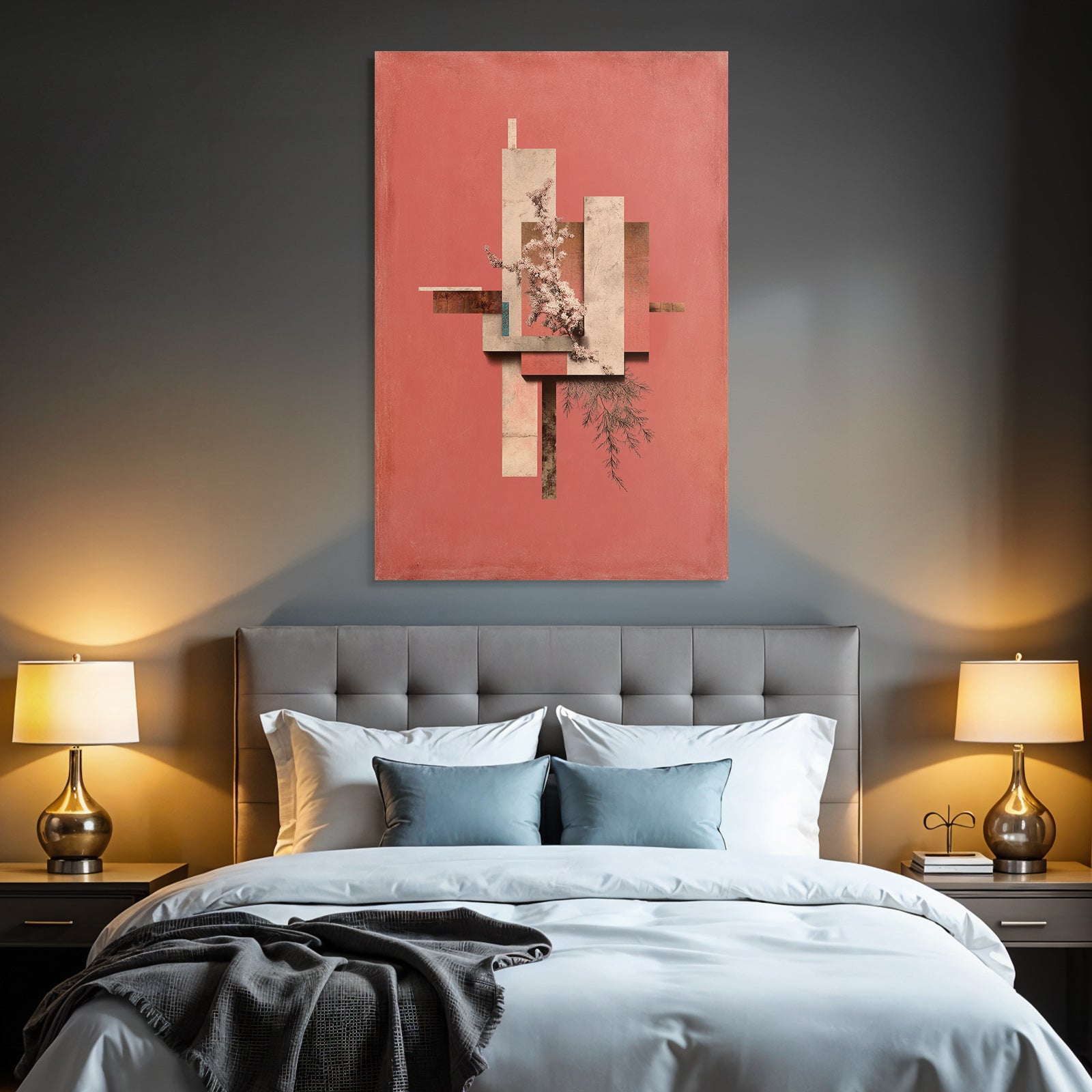 Abstrakte Kunst Geometrische Formen Und Blumenelemente Coralle Background