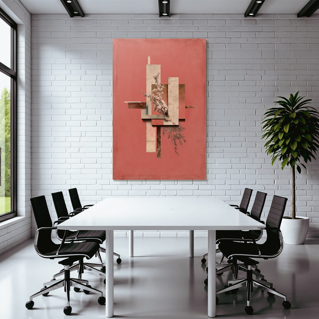 Abstrakte Kunst Geometrische Formen Und Blumenelemente Coralle Background