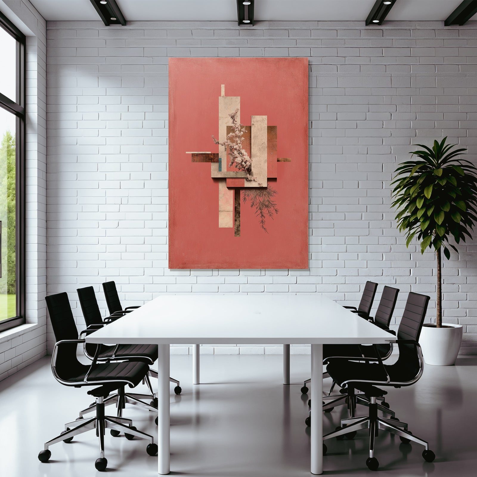 Abstrakte Kunst Geometrische Formen Und Blumenelemente Coralle Background