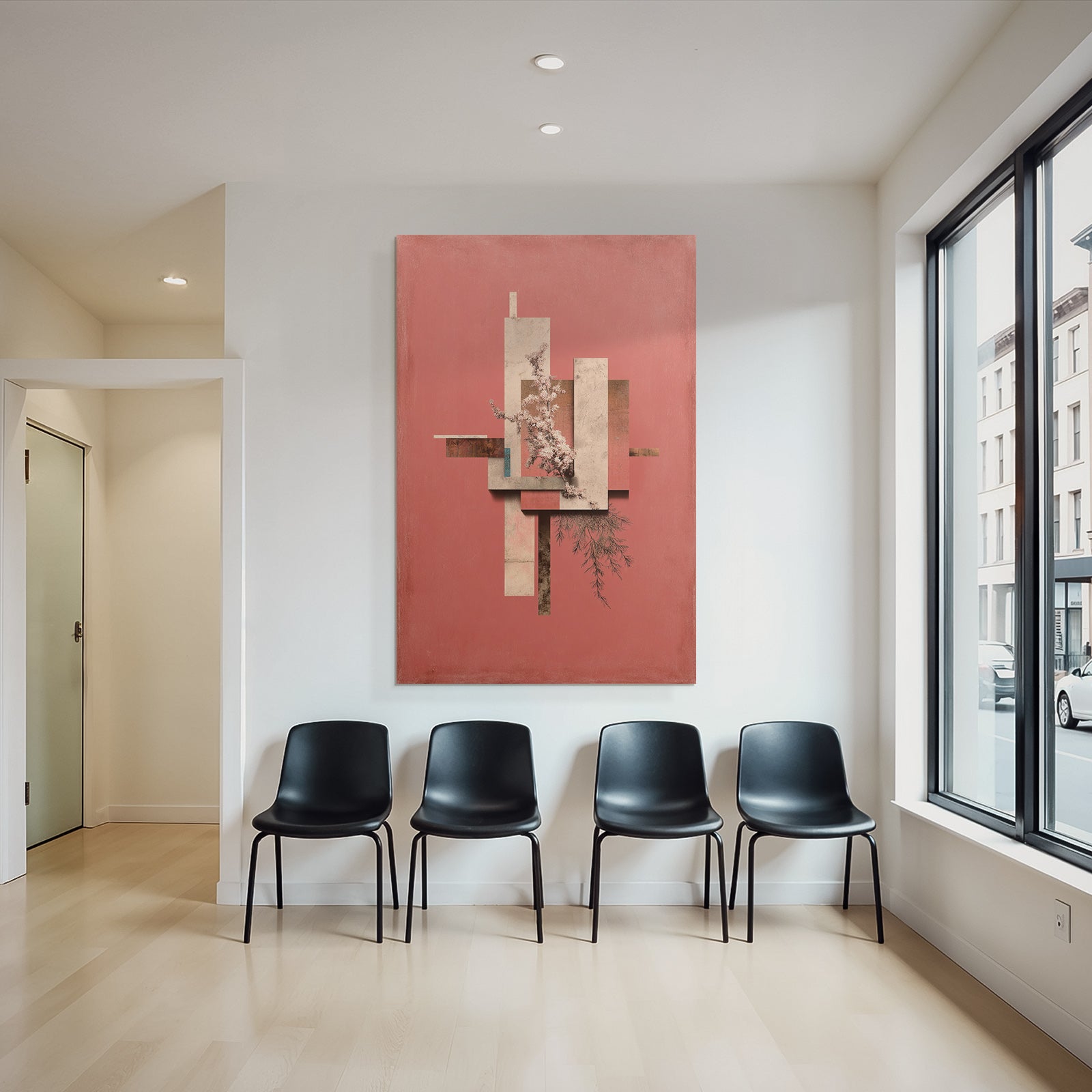 Abstrakte Kunst Geometrische Formen Und Blumenelemente Coralle Background