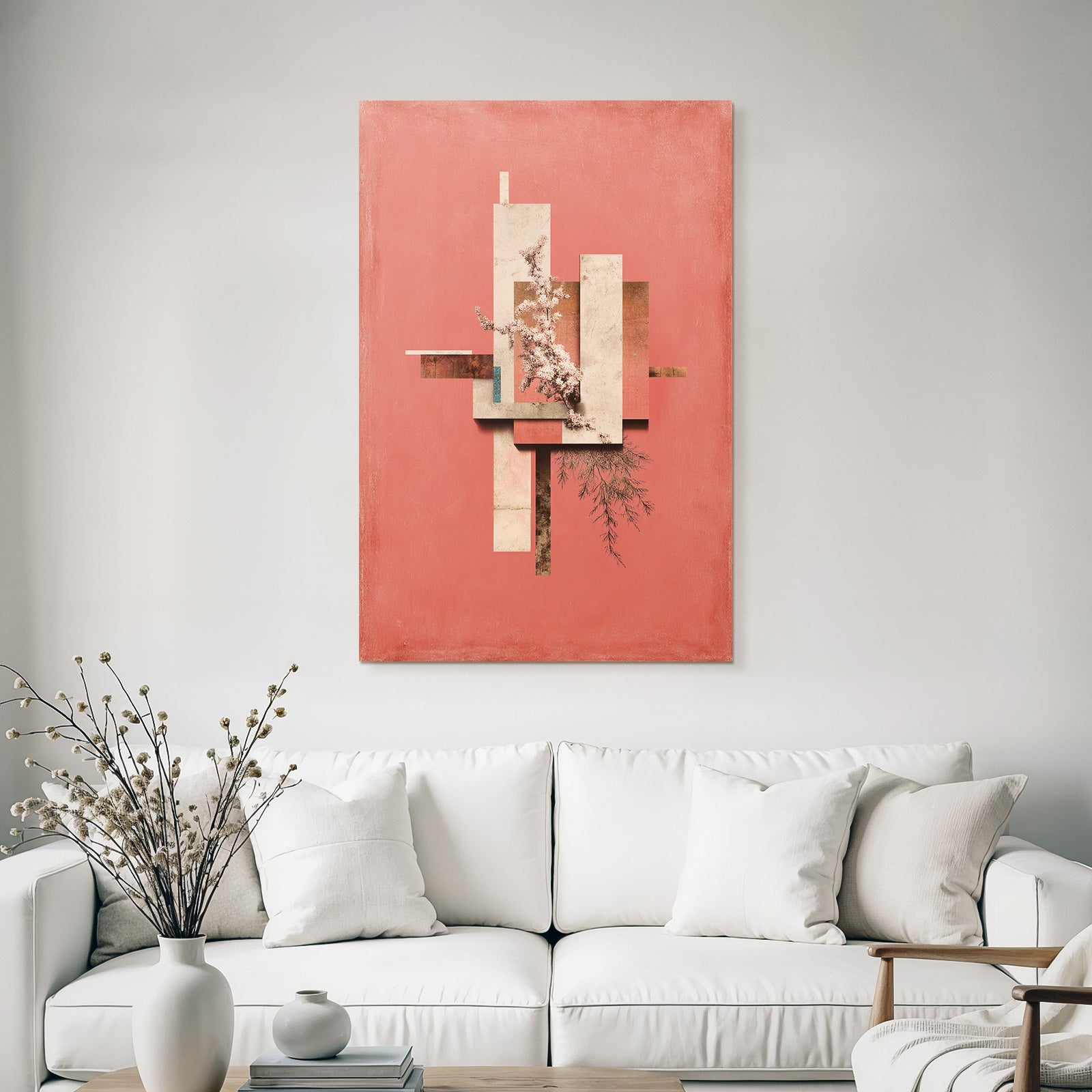 Abstrakte Kunst Geometrische Formen Und Blumenelemente Coralle Background