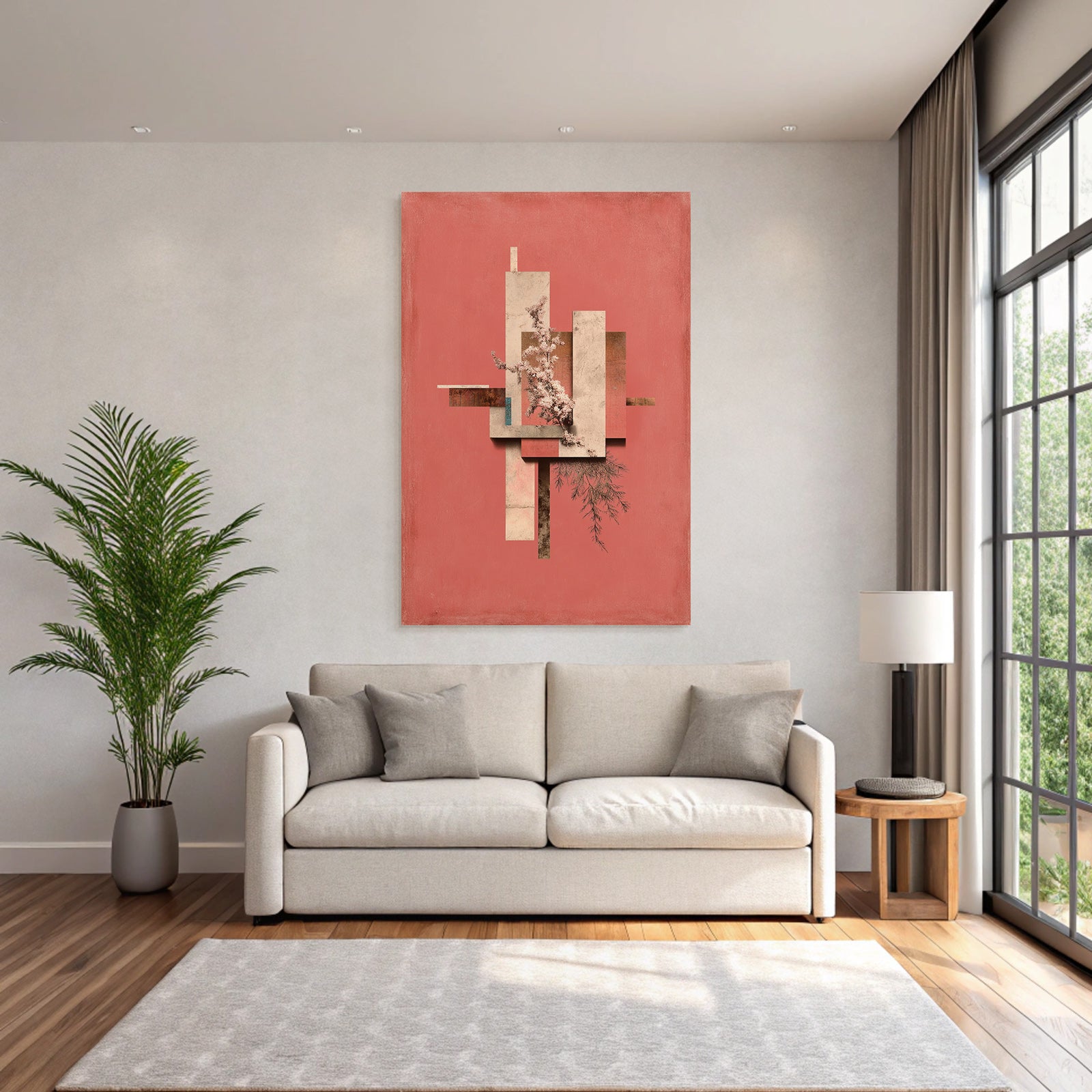 Abstrakte Kunst Geometrische Formen Und Blumenelemente Coralle Background