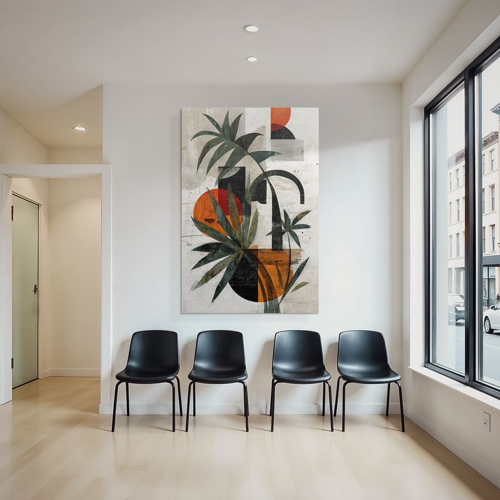 Abstrakte Kunst Mit Pflanzen Geometrischen Formen Und Floralen Elementen