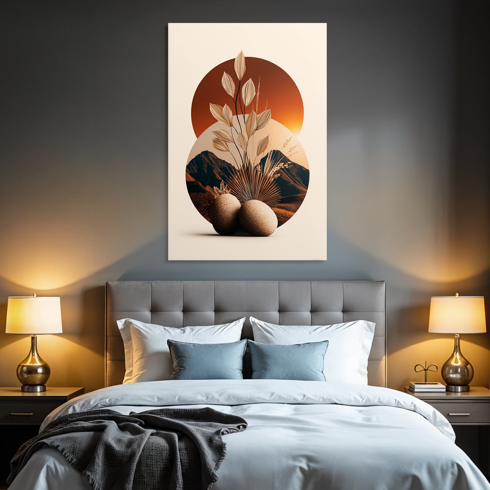 Abstrakte Naturdesign Mit Blaettern Und Sonnenuntergang