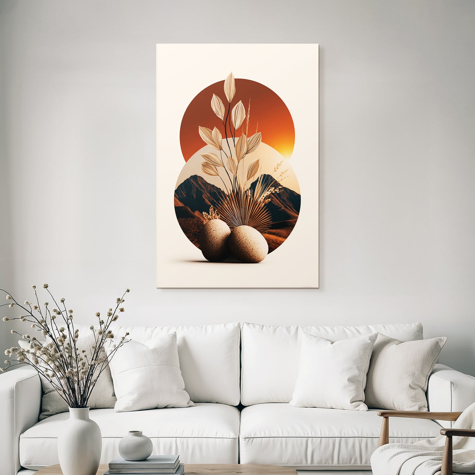 Abstrakte Naturdesign Mit Blaettern Und Sonnenuntergang
