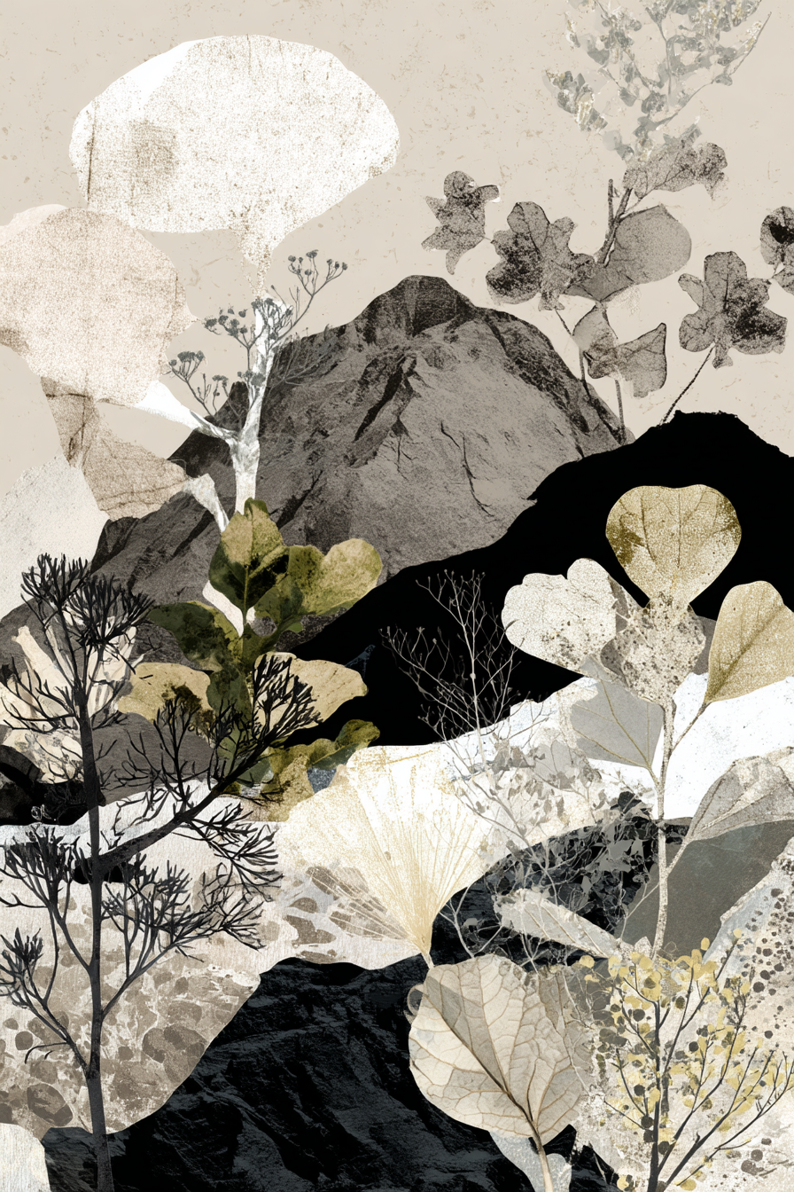Abstrakte Pflanzenlandschaft Minimalismus Collage | Collagen | Kunstgattungen