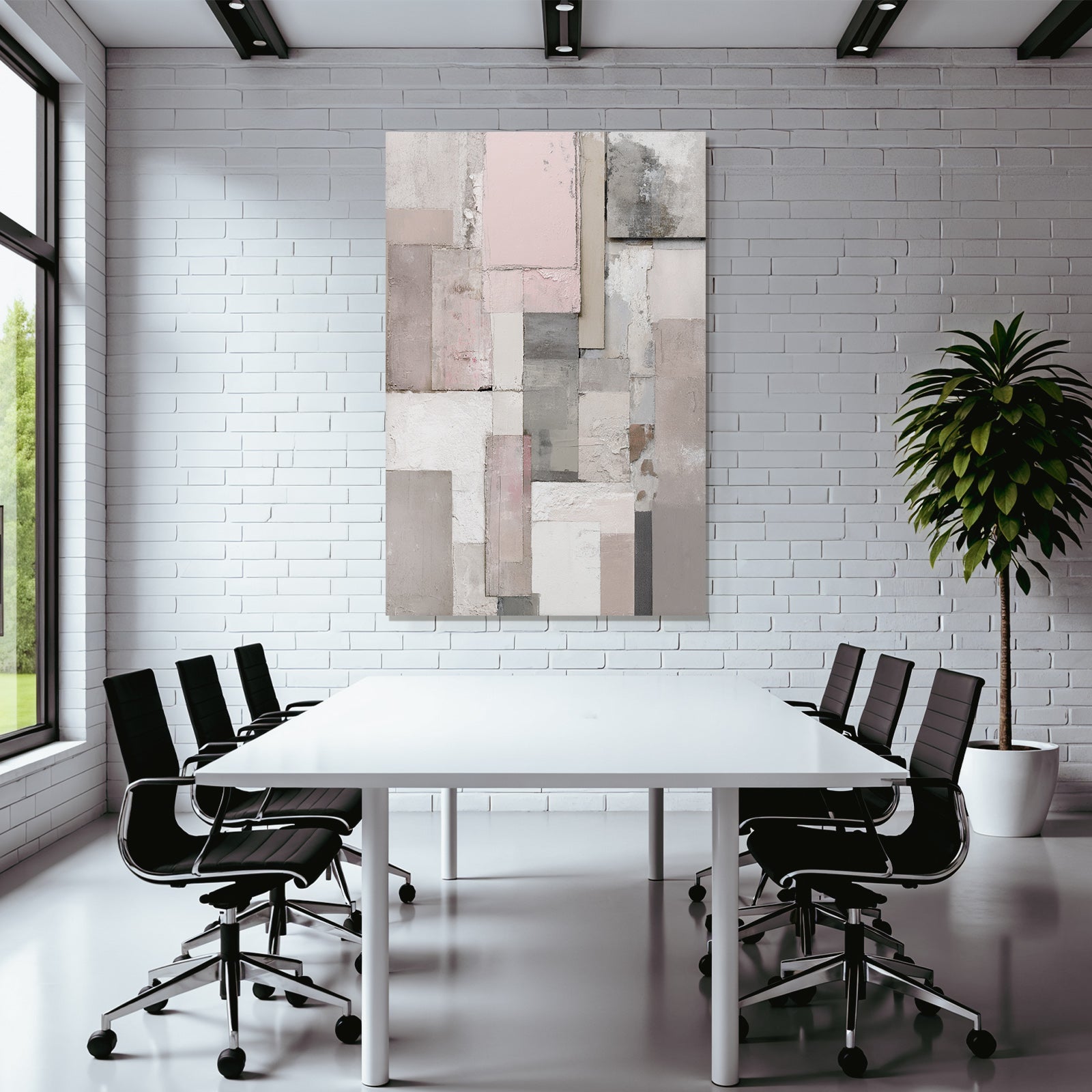 Abstrakte Zusammensetzung Texturierte Panels In Grau Rosa Und Weiss