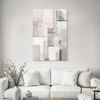 Abstrakte Zusammensetzung Texturierte Panels In Grau Rosa Und Weiss