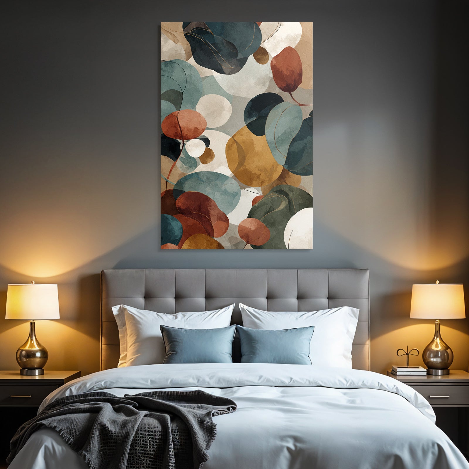 Abstraktes Design Mit Blaettern Und Kreisformen Earthetoene Und Harmonische Farben