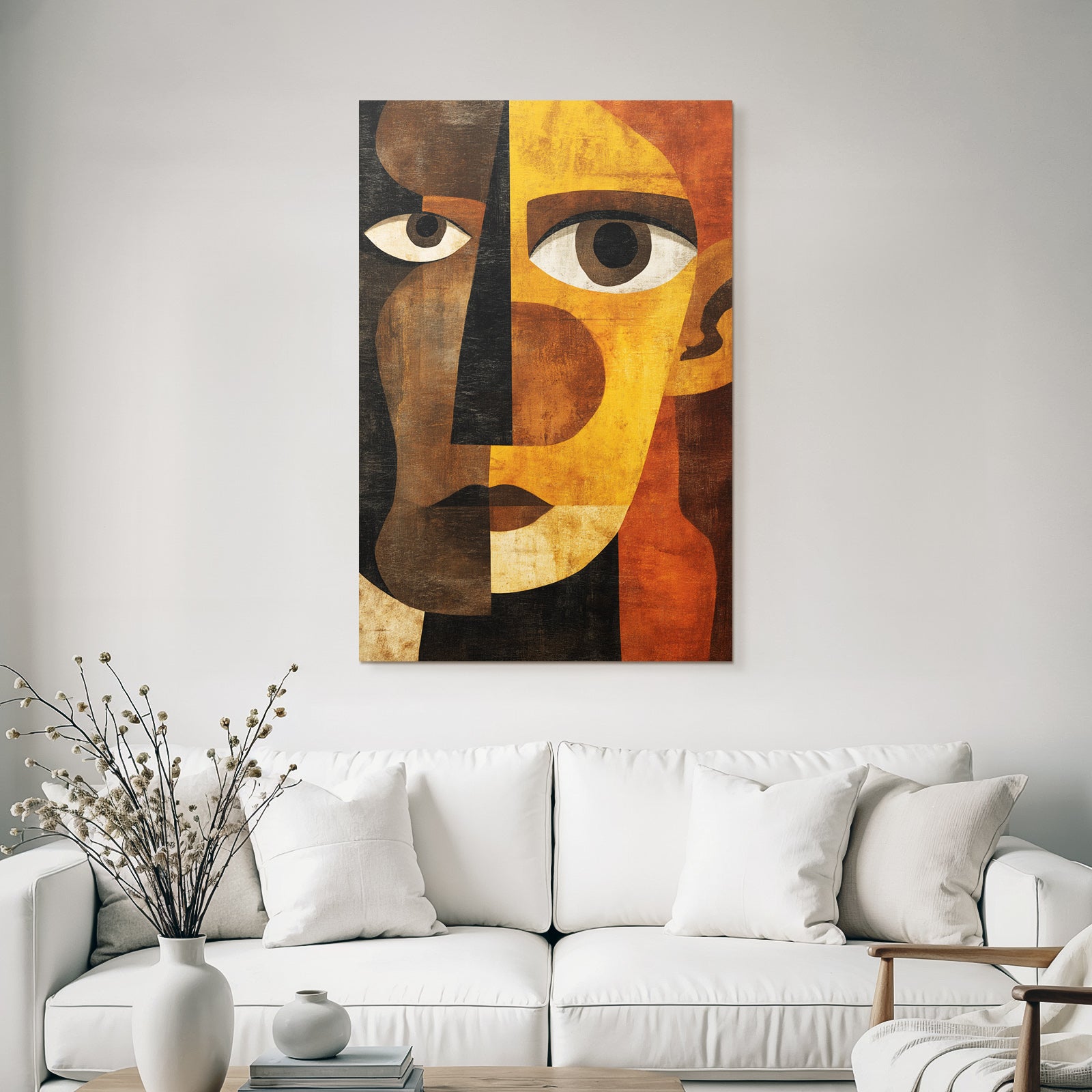 Abstraktes Portrait Geometrische Formen Farbkontraste Cubistischer Stil