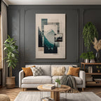 Berglandschaft Collage Mit Geometrischen Shape Und Texturen Vintage Stil