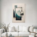 Berglandschaft Collage Mit Geometrischen Shape Und Texturen Vintage Stil