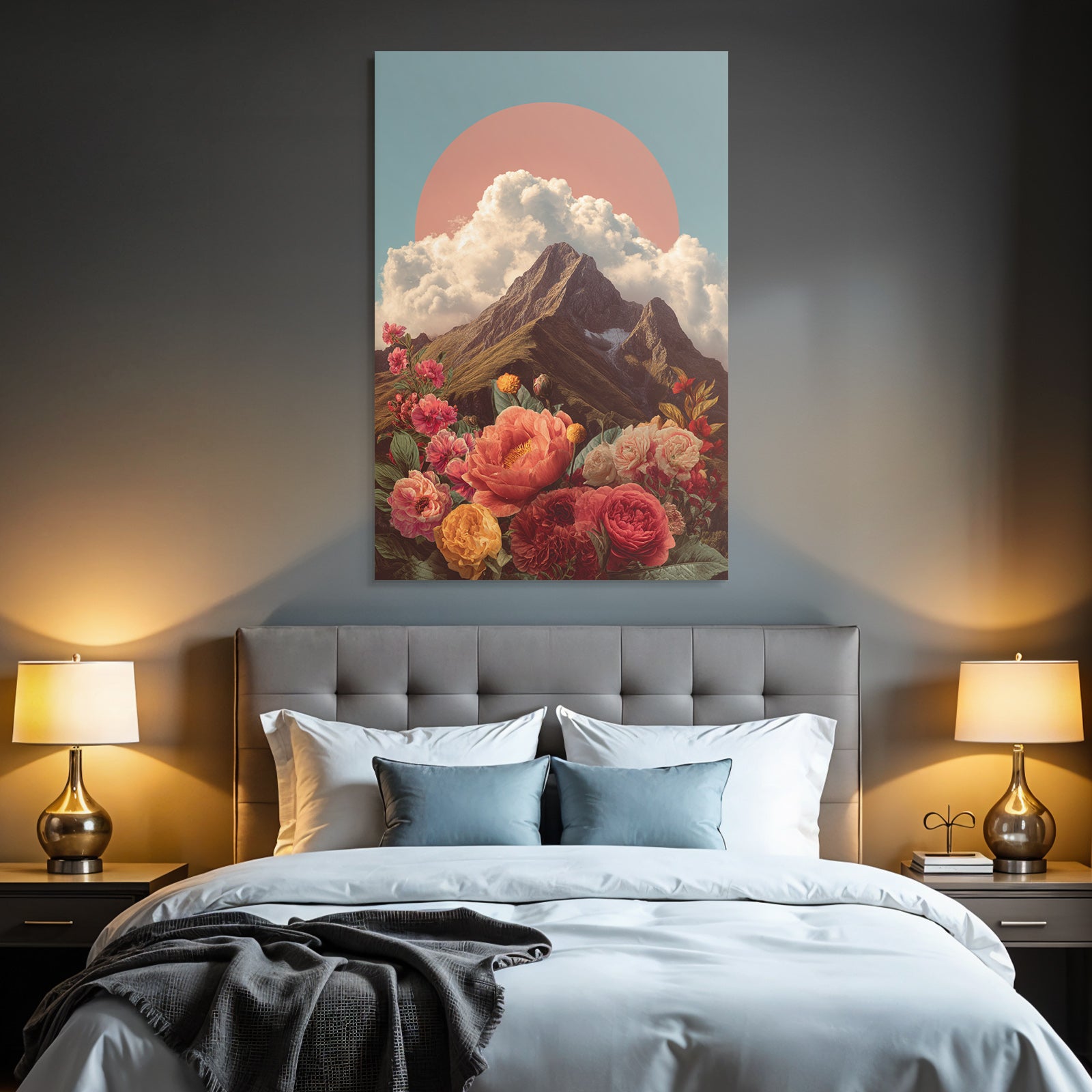 Berglandschaft Mit Blumen Und Sonne