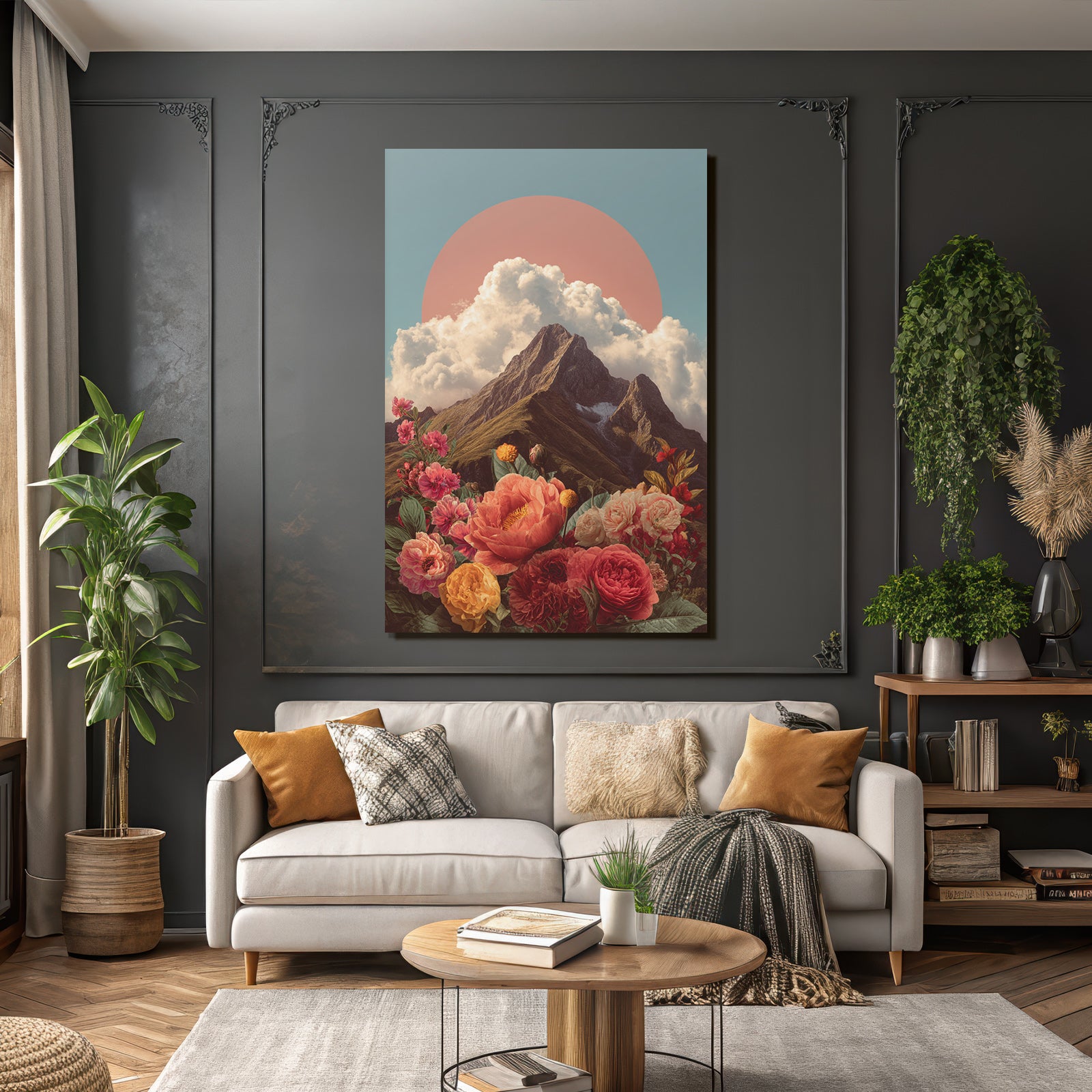 Berglandschaft Mit Blumen Und Sonne