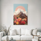 Berglandschaft Mit Blumen Und Sonne