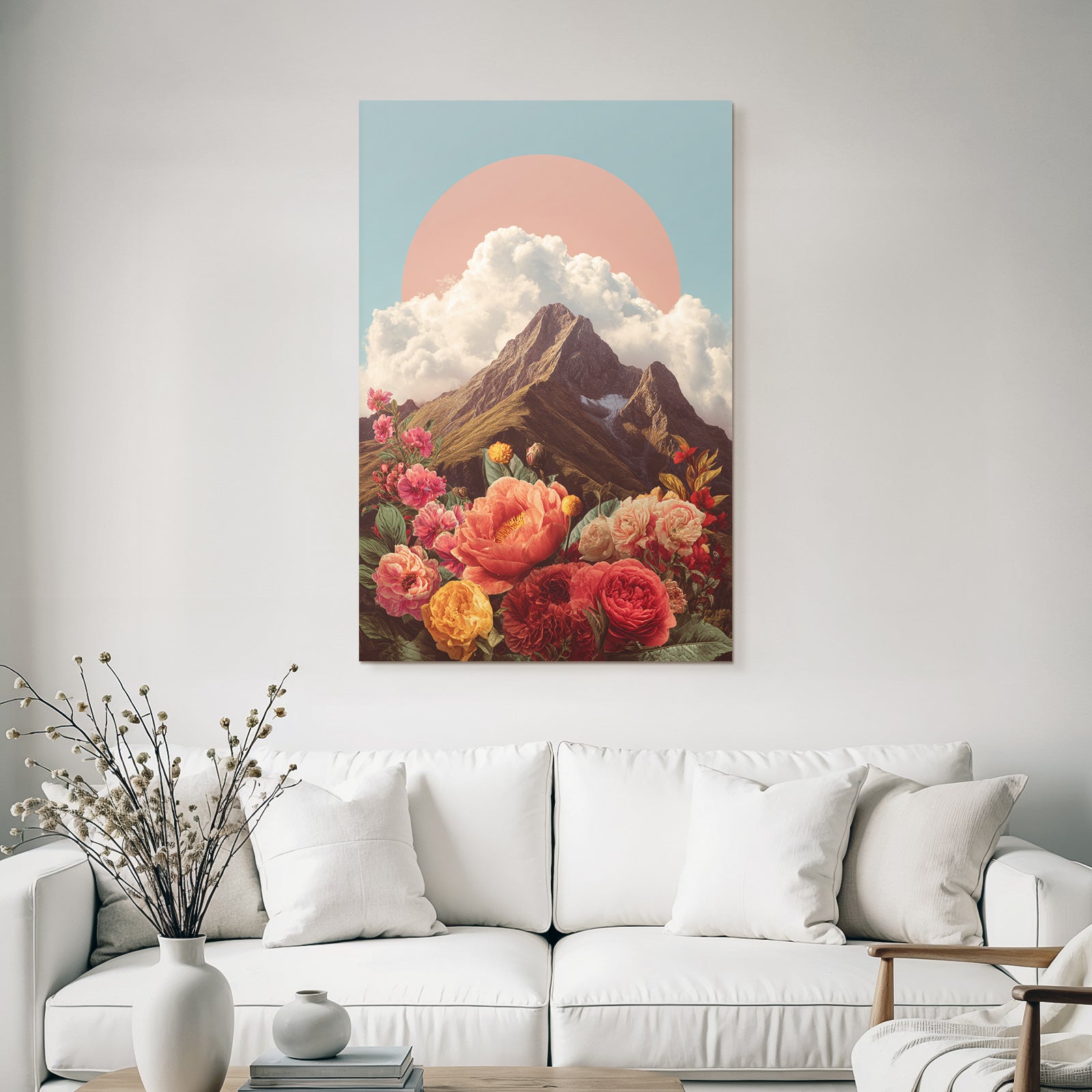Berglandschaft Mit Blumen Und Sonne