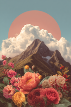 Berglandschaft Mit Blumen Und Sonne | Collagen | Kunstgattungen