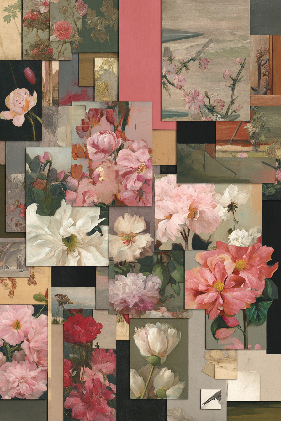 Blumen Collage Licht Farben Stil Peonien Flower Arrangements | Collagen | Kunstgattungen