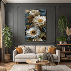 Blumen Peonies Mit Blattern Und Fernen Vintage Stil