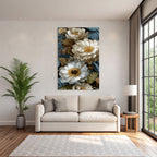 Blumen Peonies Mit Blattern Und Fernen Vintage Stil