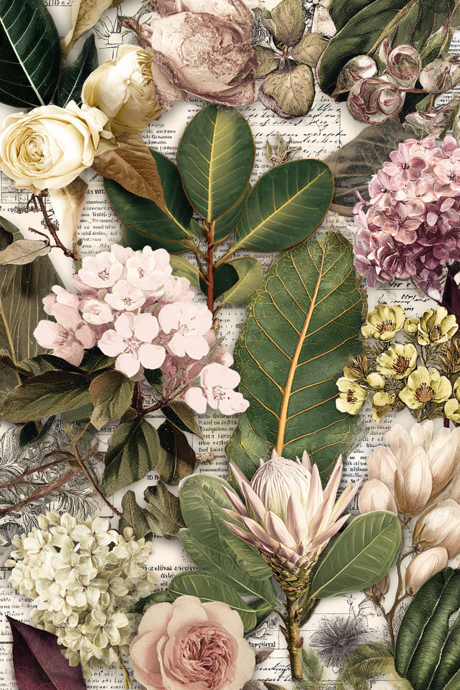 Blumen Und Blatter Collage Vintage Botanische Drucke | Collagen | Kunstgattungen
