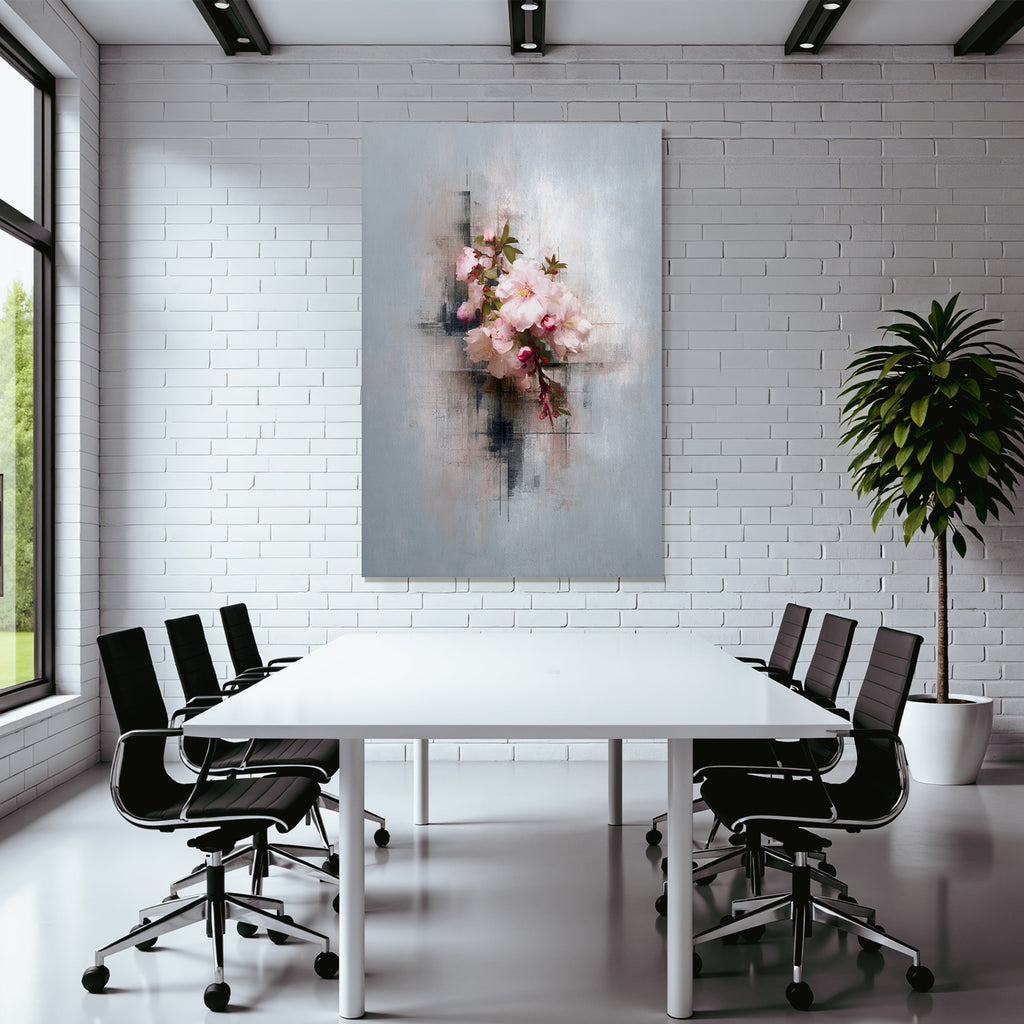 Blumenbouquet Modernes Kunstwerk Mit Blauen Hintergrund
