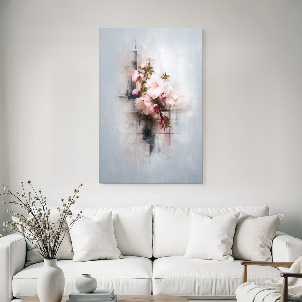 Blumenbouquet Modernes Kunstwerk Mit Blauen Hintergrund