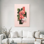 Blumenkomposition Mit Geometrischen Formen Auf Einem Gedaempften Rosa Hintergrund