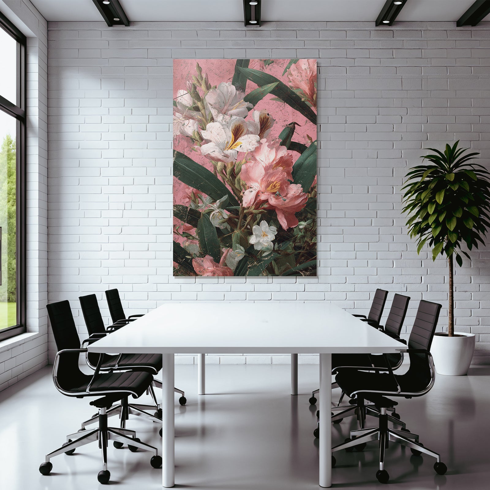Blumenstrauss Mit Weiss Roseton Und Gruenen Blattwerk Kunstwerk