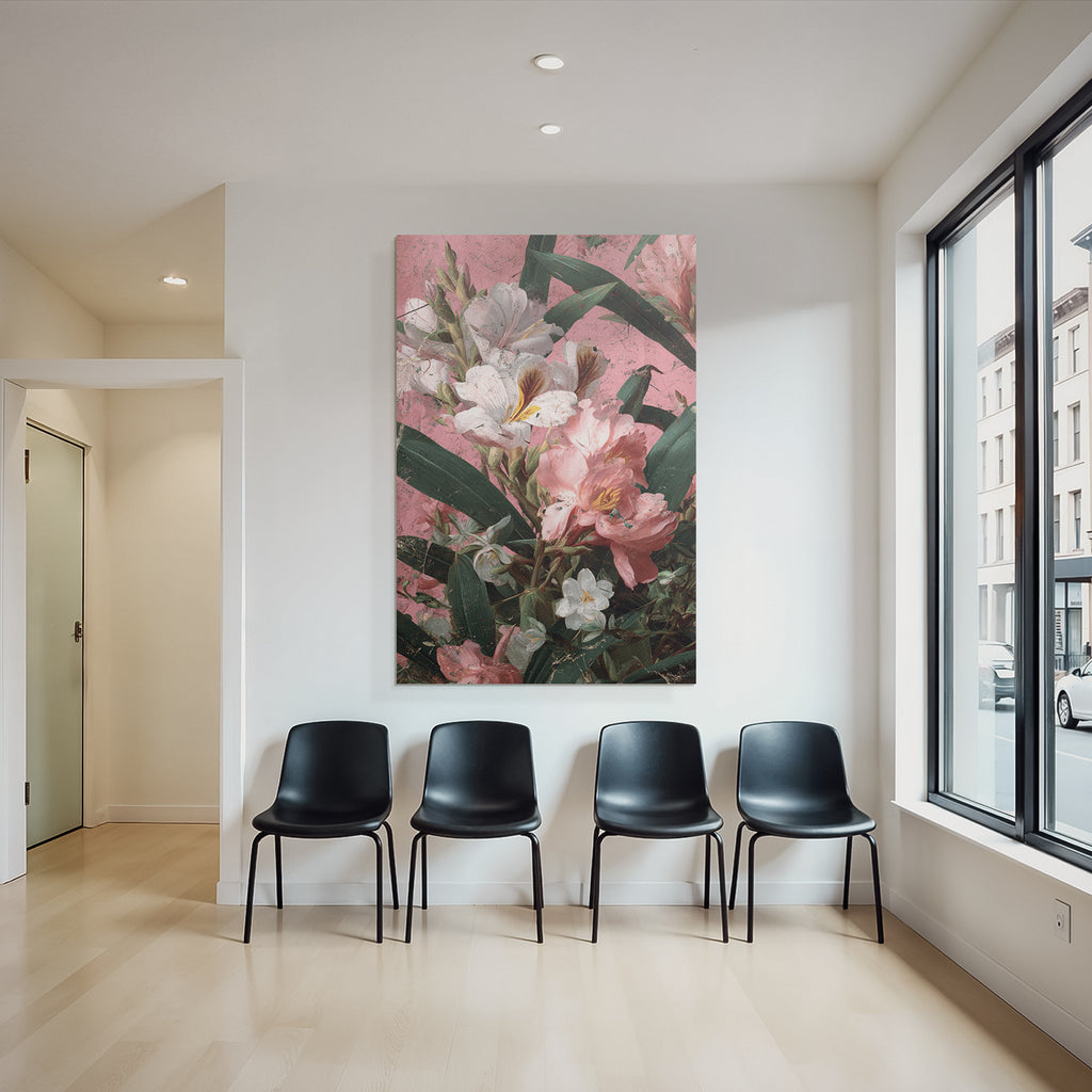 Blumenstrauss Mit Weiss Roseton Und Gruenen Blattwerk Kunstwerk