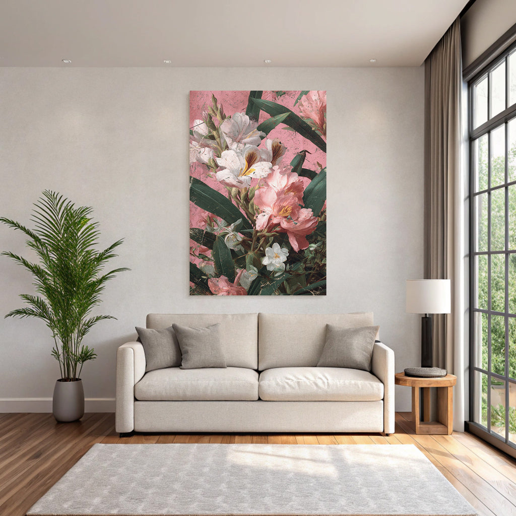 Blumenstrauss Mit Weiss Roseton Und Gruenen Blattwerk Kunstwerk