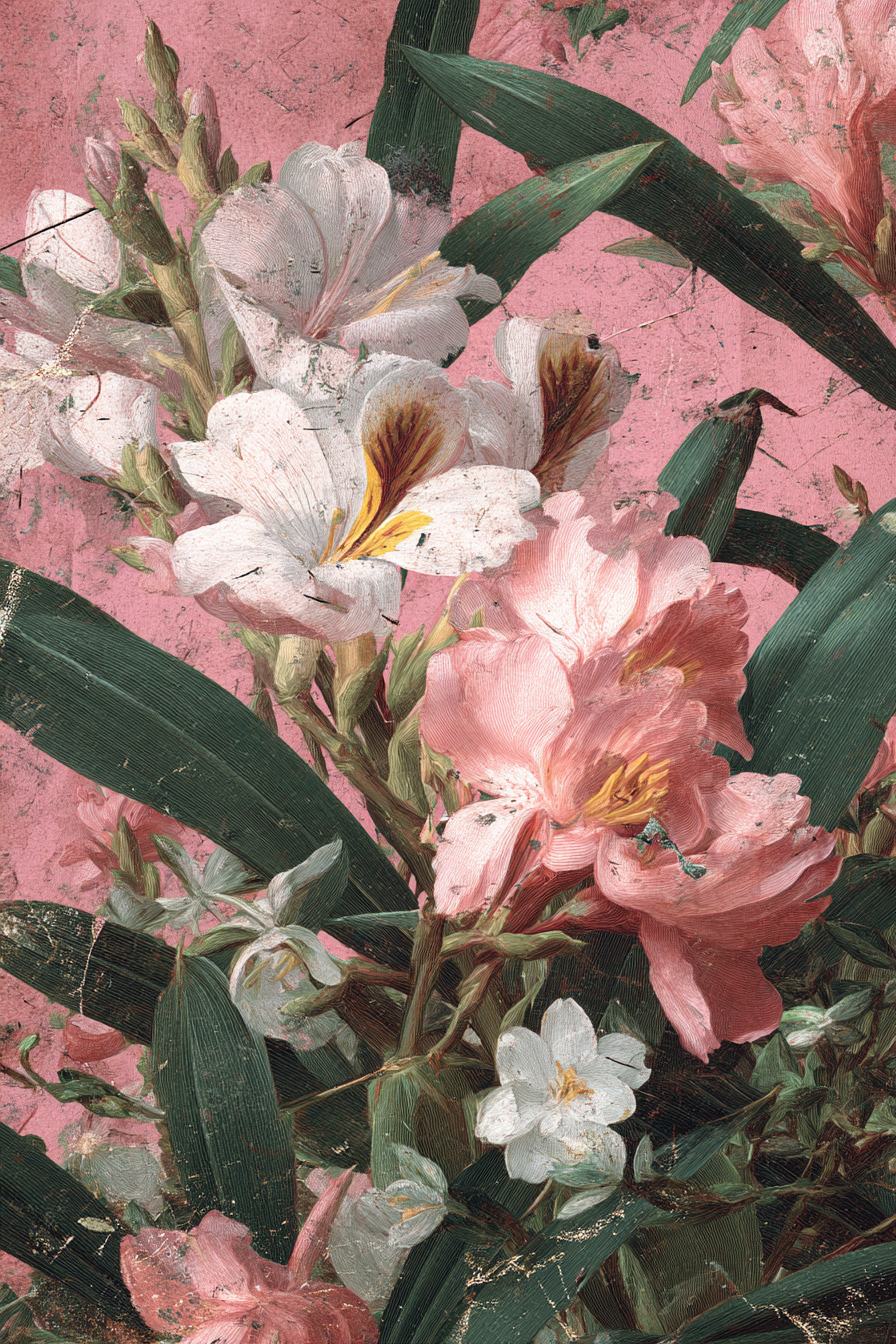 Blumenstrauss Mit Weiss Roseton Und Gruenen Blattwerk Kunstwerk | Collagen | Kunstgattungen