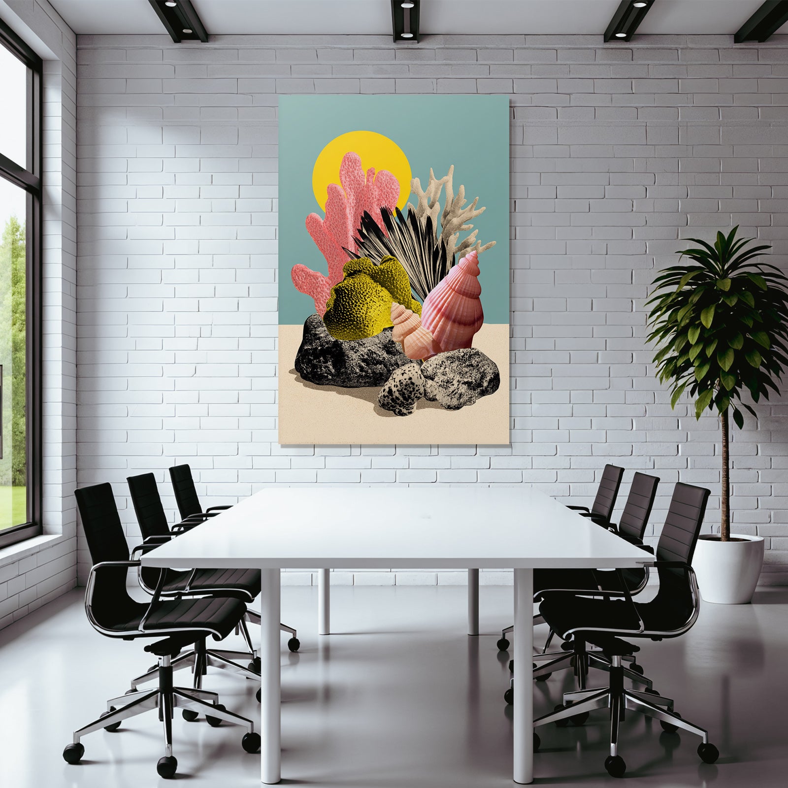Bunte Meeres Elemente Korallen Seashells Kueste Moderne Kunst