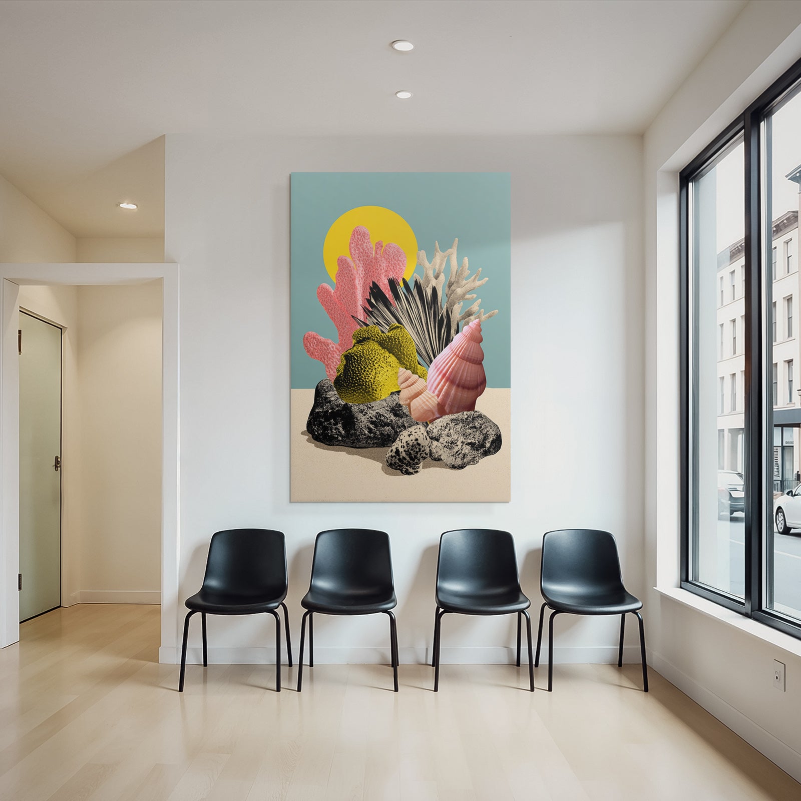 Bunte Meeres Elemente Korallen Seashells Kueste Moderne Kunst