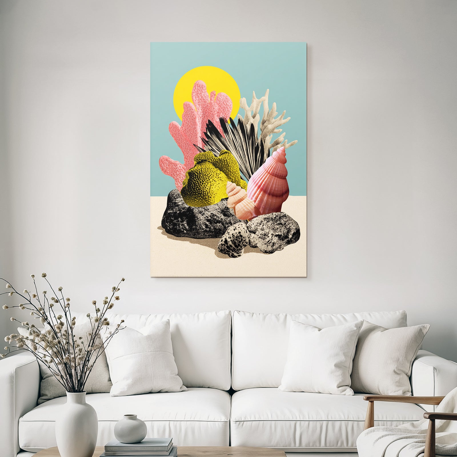 Bunte Meeres Elemente Korallen Seashells Kueste Moderne Kunst