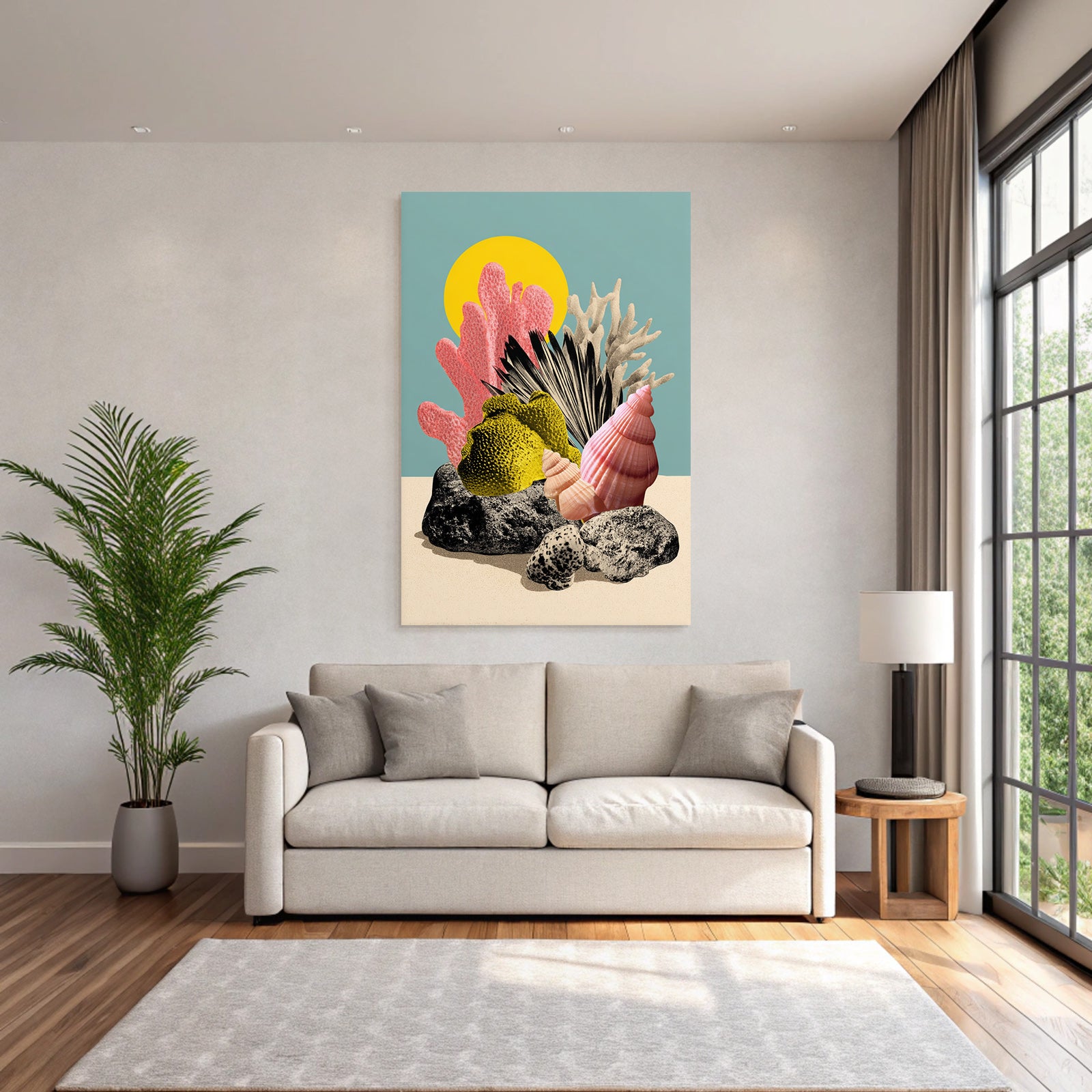 Bunte Meeres Elemente Korallen Seashells Kueste Moderne Kunst