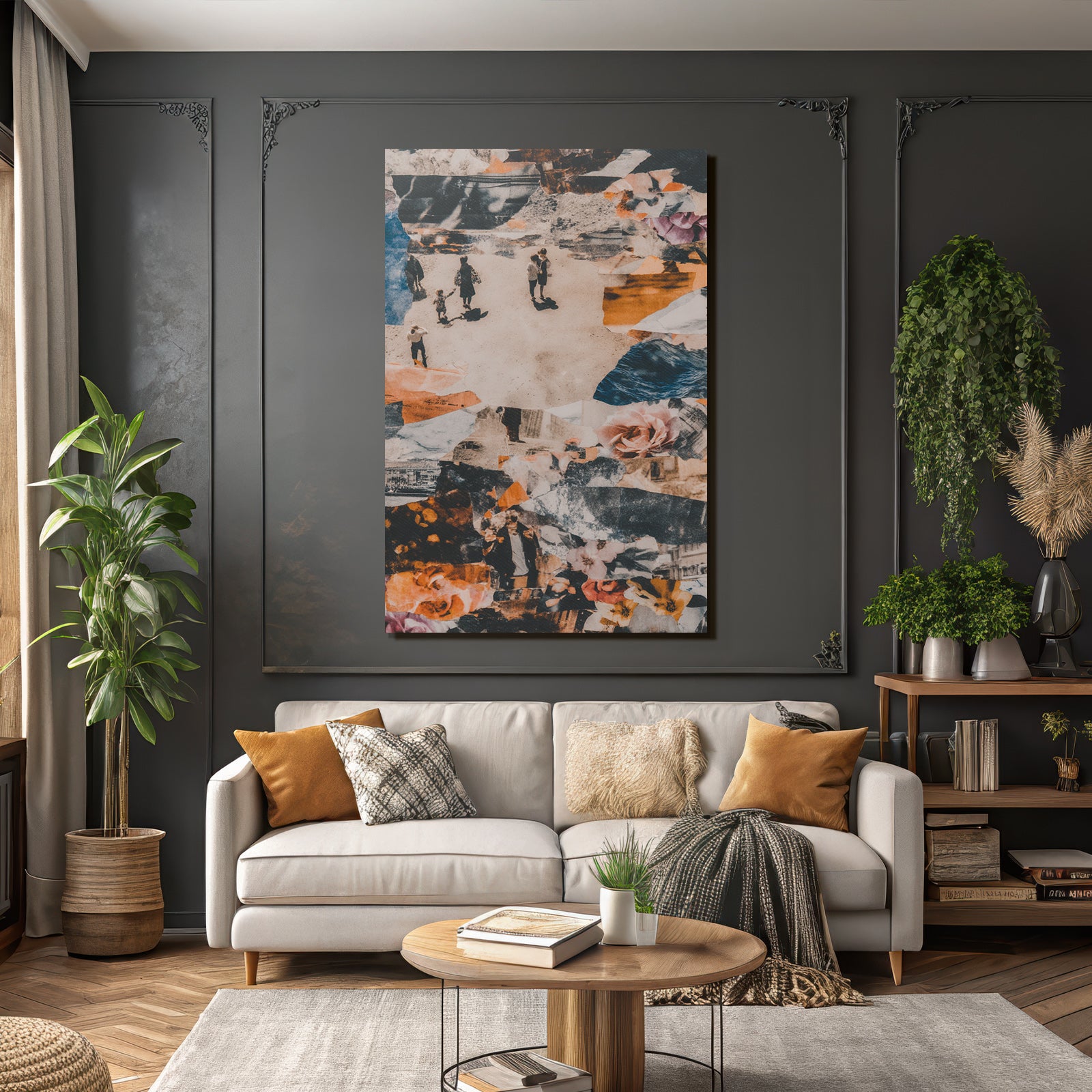 Collage Von Fotografien Und Texturen Mit Menschen Und Blumen