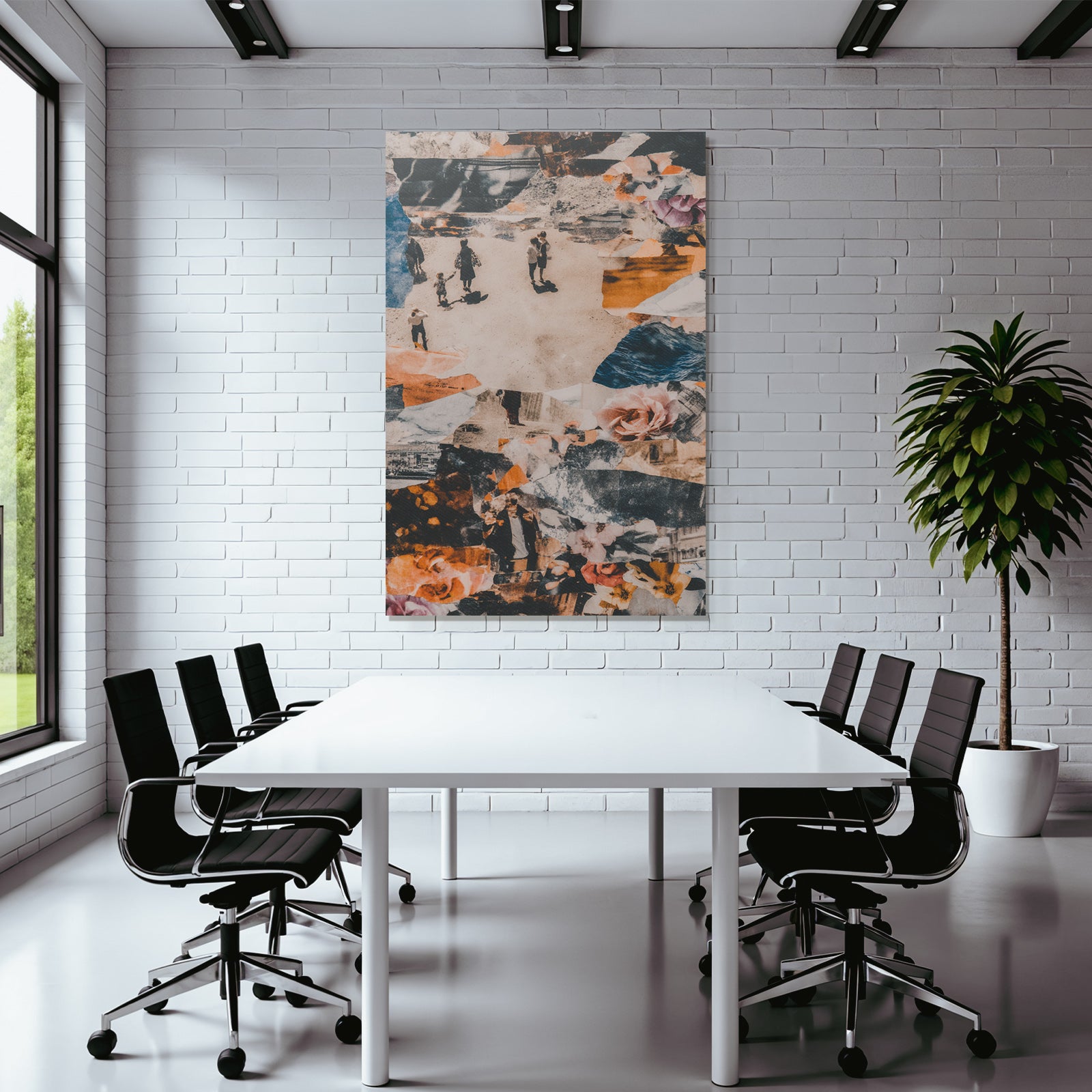Collage Von Fotografien Und Texturen Mit Menschen Und Blumen