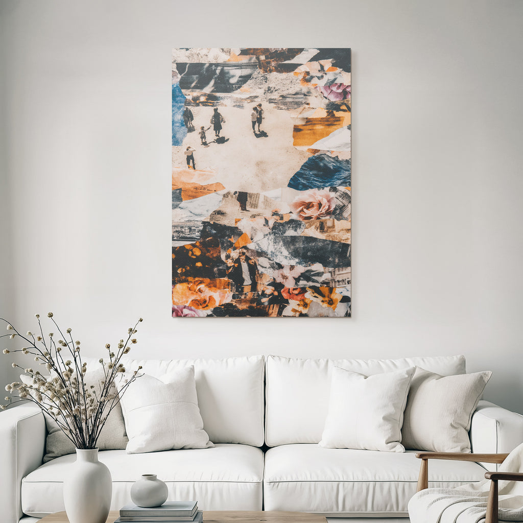 Collage Von Fotografien Und Texturen Mit Menschen Und Blumen