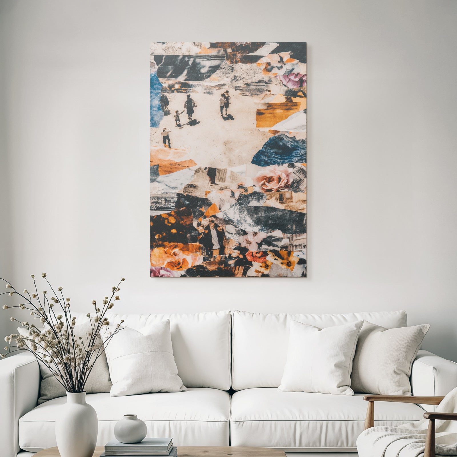 Collage Von Fotografien Und Texturen Mit Menschen Und Blumen