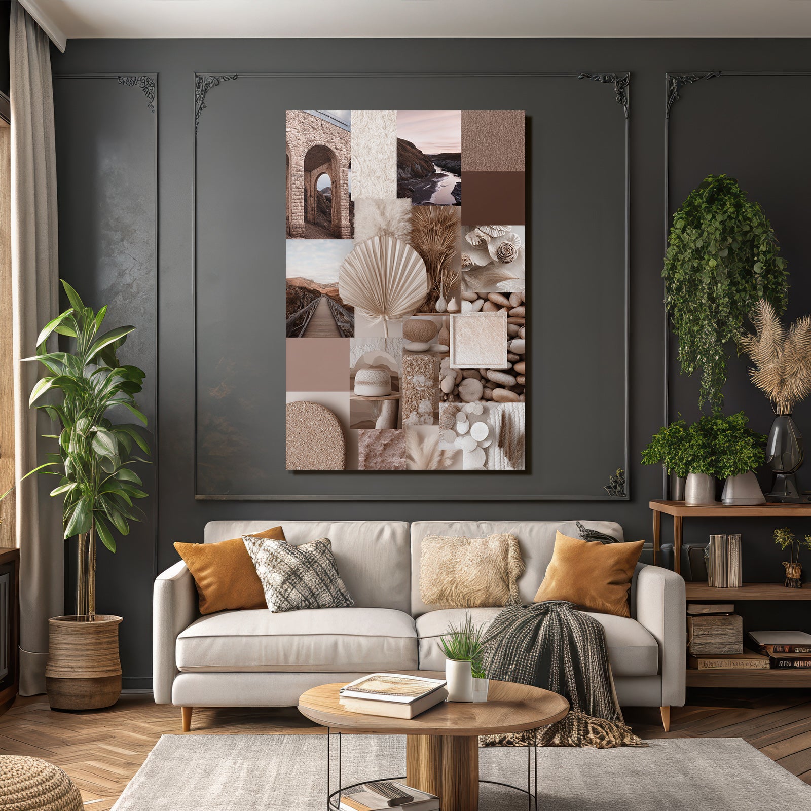 Erdige Texturen Materialien Collage Moodboard