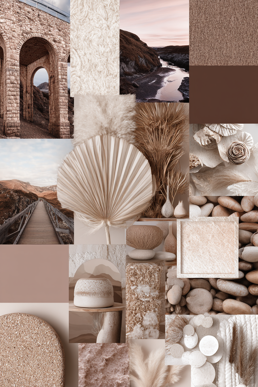 Erdige Texturen Materialien Collage Moodboard | Collagen | Kunstgattungen