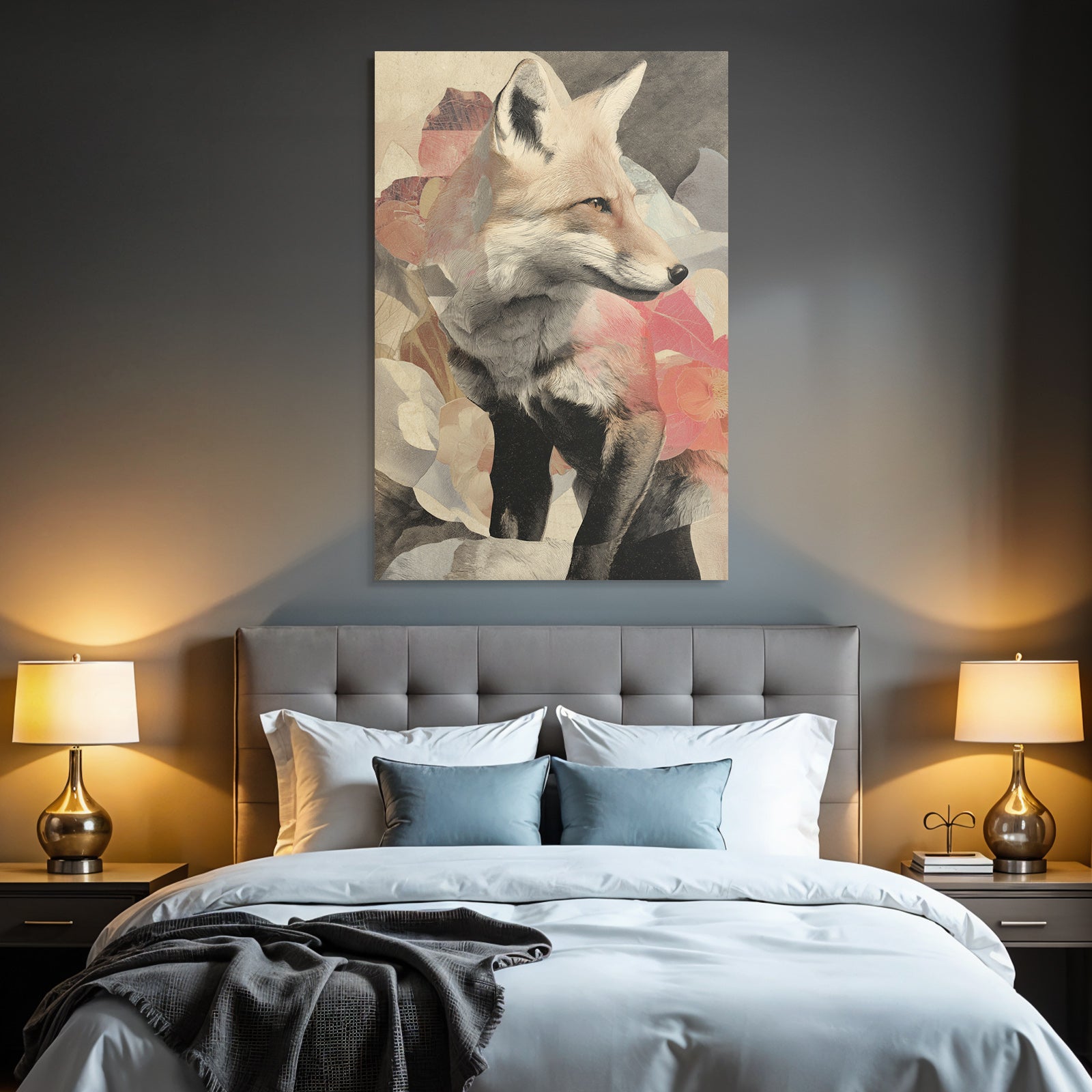 Fox Mit Blumen Artistische Darstellung
