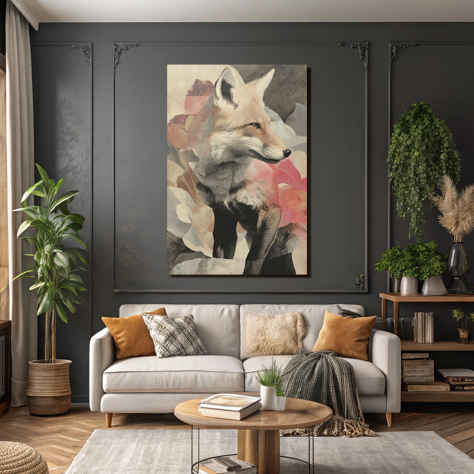 Fox Mit Blumen Artistische Darstellung