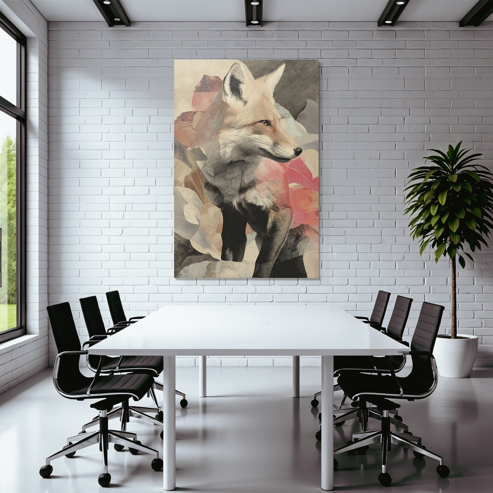 Fox Mit Blumen Artistische Darstellung